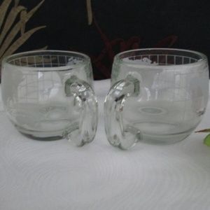 2pc VNTG Nestle Nescafe World Map Globe Clear Mugs